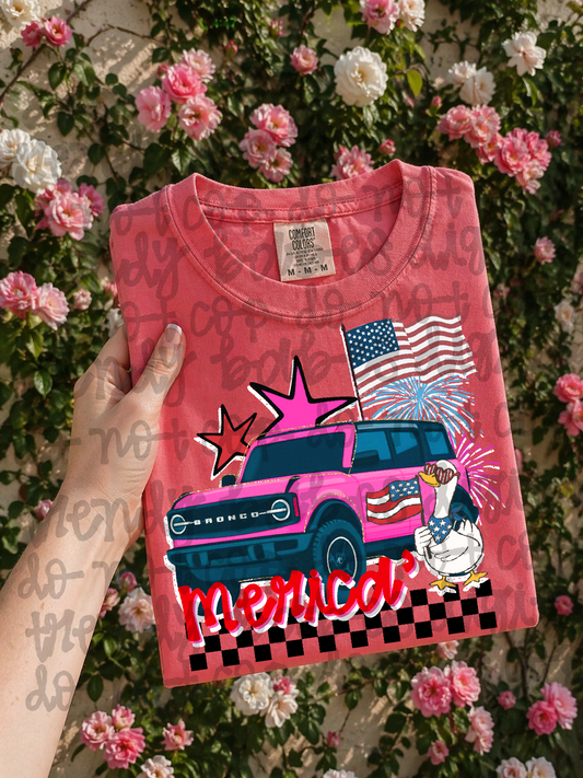 Merica' Pink Bronco Patriotic PNG Digital Download