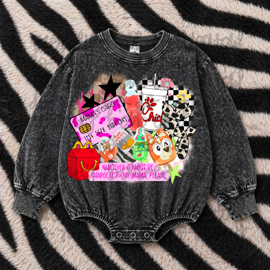 Charge It To My Mama PNG – Kids Sweatshirt Romper Digital Design