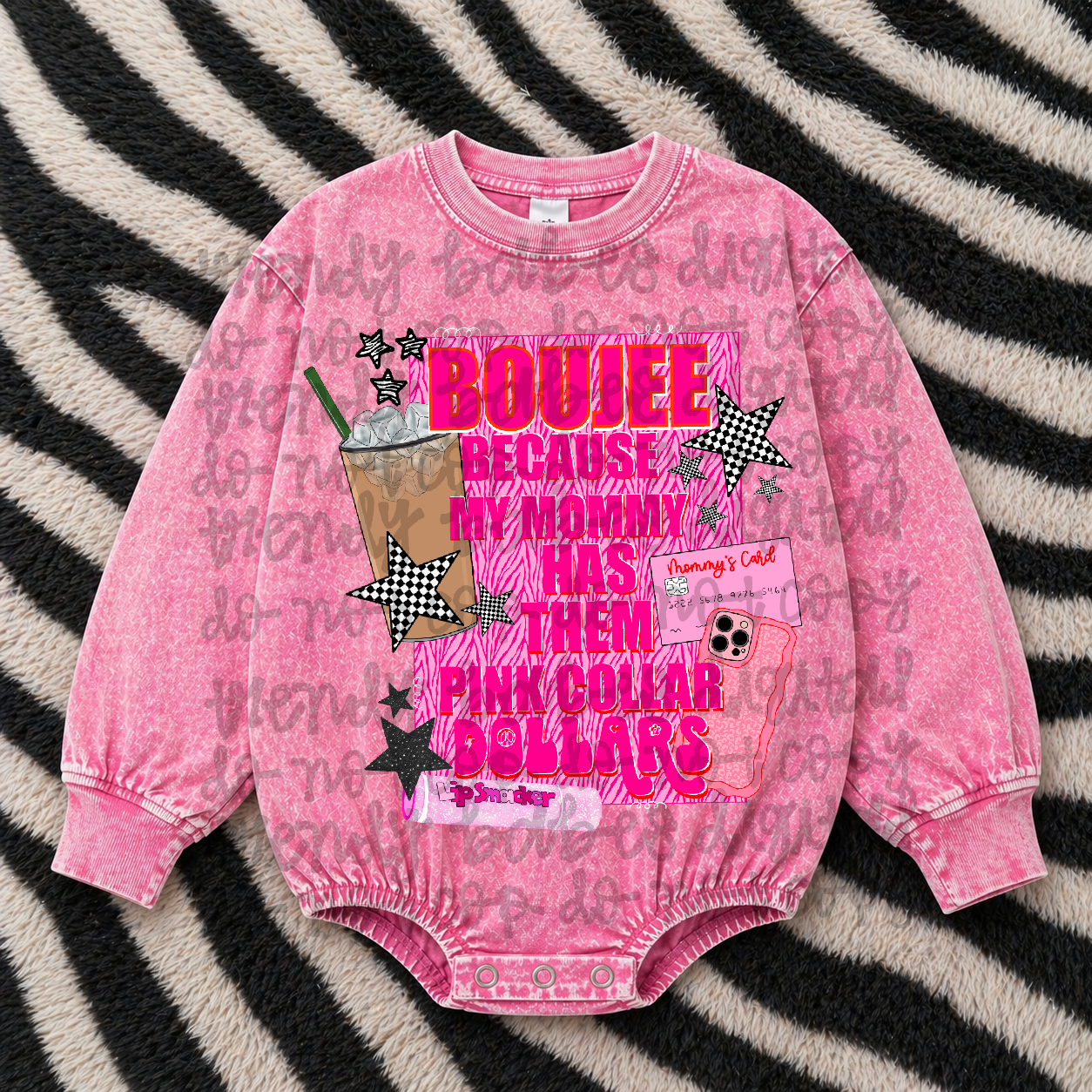 Boujee Because My Mommy Has Them Pink Collar Dollars Iced Coffee PNG – Kids Digital Design