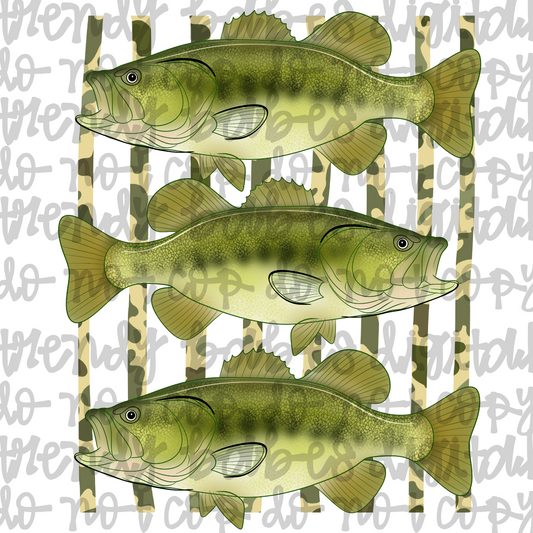 3 Bass Fish Camo Stripes Men's PNG Digital Download
